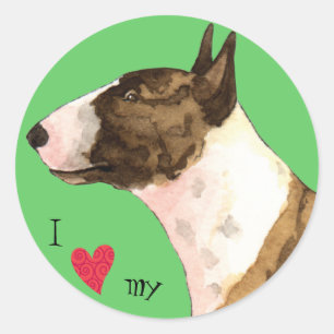 Adesivo Redondo Adoro o meu Mini Bull Terrier