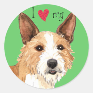 Adesivo Redondo Adoro o meu Podengo Pequeno Português