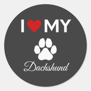 Adesivo Redondo Adoro o meu texto personalizado Dachshund