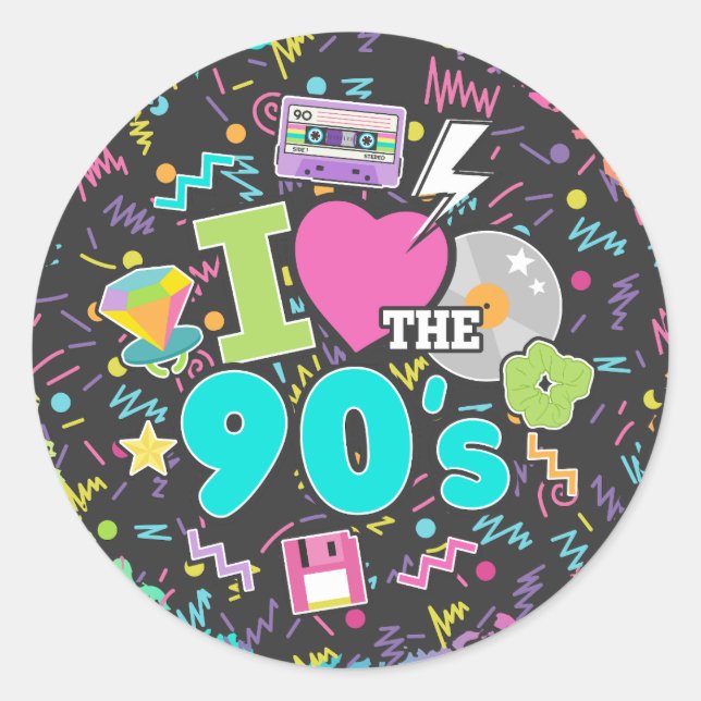 Adesivo Redondo Adoro o Sticker dos anos 90 (Frente)