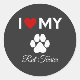 Adesivo Redondo Adoro o texto personalizado do meu cão Rat Terrier