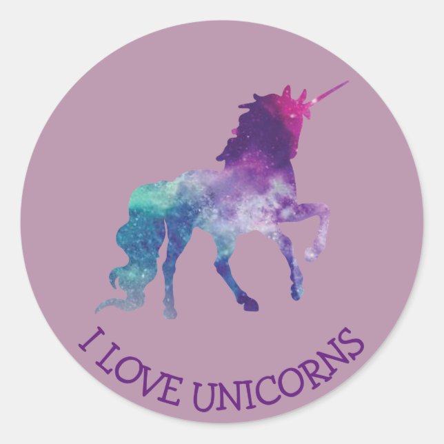Adesivo Redondo Adoro o Unicorns Sticker (Frente)