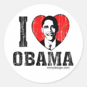 Adesivo Redondo Adoro Obama Stickers