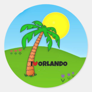 Adesivo Redondo Adoro Orlando, Palm Trees e Sunshine,
