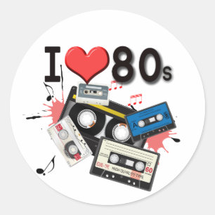 Adesivo Redondo Adoro os produtos selecionados da década de 80