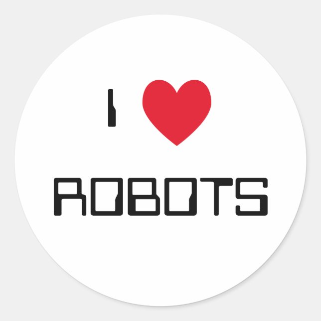 Adesivo Redondo Adoro Robots Stickers (Frente)