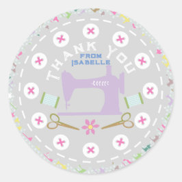 Adesivo Redondo Adoro Sewing Machine Pastel Cinza