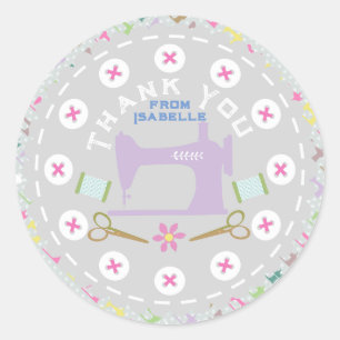 Adesivo Redondo Adoro Sewing Machine Pastel Cinza