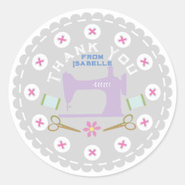 Adesivo Redondo Adoro Sewing Machine Pastel Cinza