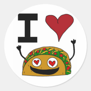 Adesivo Redondo Adoro Taco Stickers