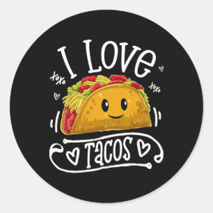 Adesivo Redondo Adoro Tacos T Shirt Cinco De Mayo Mulheres Homens 
