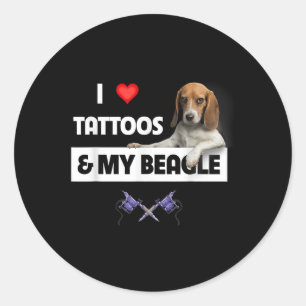 Adesivo Redondo Adoro Tatuagens E Meu Cachorro De Beagle Tatuou O