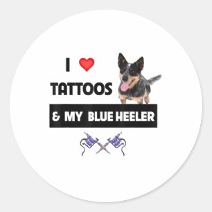 Adesivo Redondo Adoro Tatuagens E Minha Tatuagem De Cachorro Azul