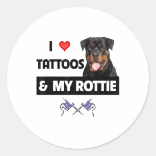 Adesivo Redondo Adoro Tatuagens E O Meu Cachorro Rottweiler Mãe Da