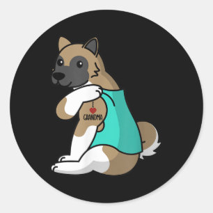 Adesivo Redondo Adoro vovó Tattoo Akita Dog
