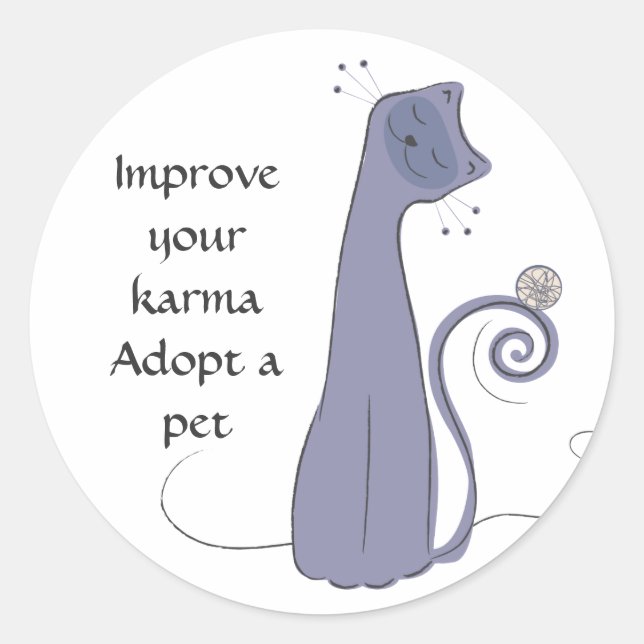 Adesivo Redondo Adotar um Gato (Frente)