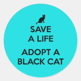 Adesivo Redondo Adotar Um Gato Negro