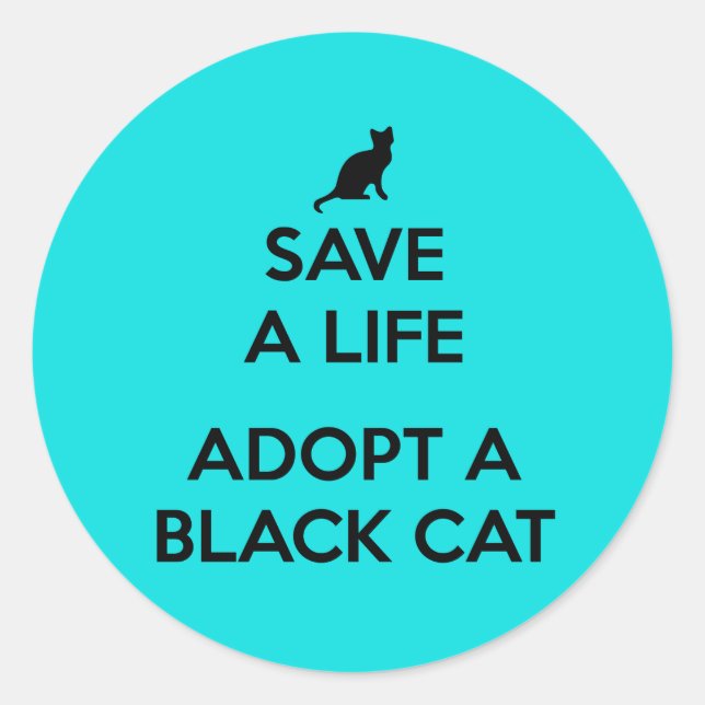 Adesivo Redondo Adotar Um Gato Negro (Frente)