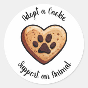 Adesivo Redondo Adote um Apoio de Resgate de Animal da Cookie