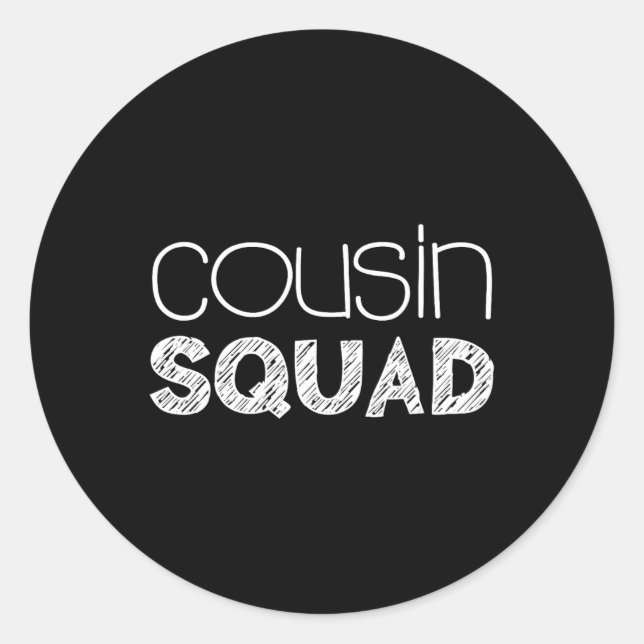 Adesivo Redondo Adultos de Cousin Squad Crianças Primo Dando (Frente)