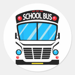 Adesivo Redondo Adultos E Crianças De Ônibus Escolar Figuram No Di