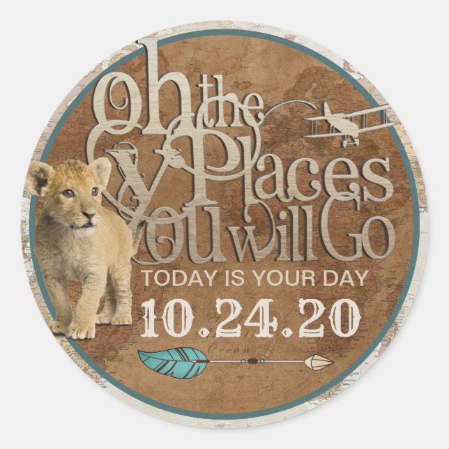 Adesivo Redondo Adventure Aguarda Autocolantes (Frente)