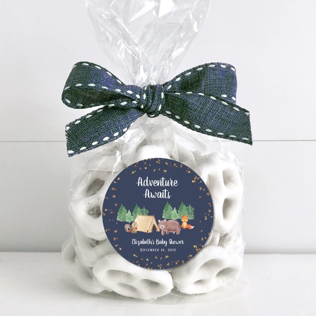 Adesivo Redondo Adventure Aguarda Chá de fraldas De Animais Da Flo (Criador carregado)