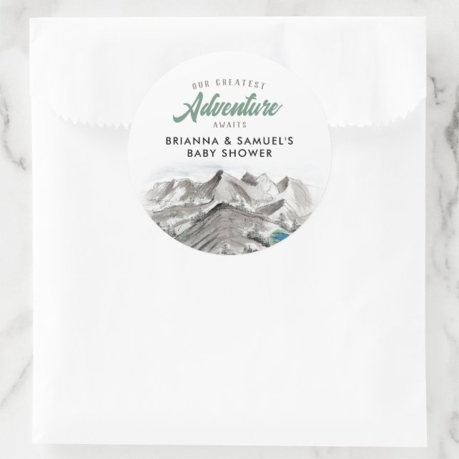 Adesivo Redondo Adventure Aguarda Montanhas Chás de fraldas Casais (Bolsa)