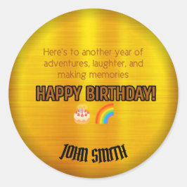 Adesivo Redondo Adventure Aguarda: Parabéns