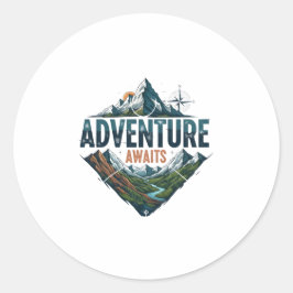 Adesivo Redondo Adventure Awaits Peaks & Valleys Classic Stickers.