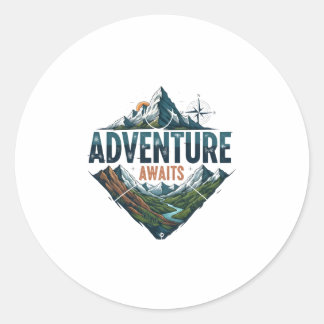 Adesivo Redondo Adventure Awaits Peaks & Valleys Classic Stickers.