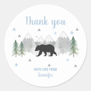 Adesivo Redondo Adventure Bear Sticker Labels - Obrigado Stickers