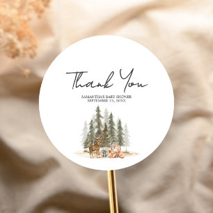 Adesivo Redondo Adventure Begin Woodland Animal Chá de fraldas