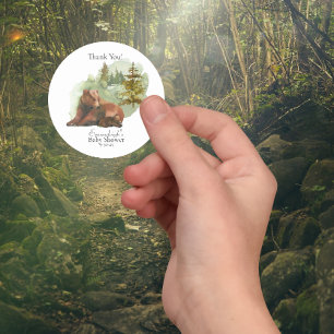 Adesivo Redondo Adventure Começa Ursos Rústicos Obrigado