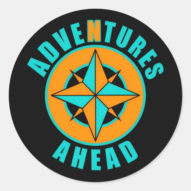 Adesivo Redondo Adventures Ahead Classic! (Frente)