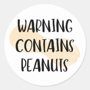 Adesivo Redondo Advertência Contém Amendoins Rótulo Alérgico amend
