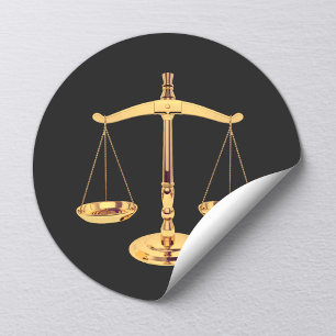 Adesivo Redondo Advogado Advogado da Lei Dourada Escala de Justiç