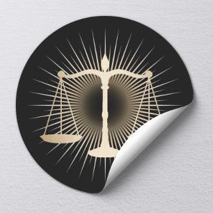 Adesivo Redondo Advogado-Advogado Dourado Escala de Justiça Lei El