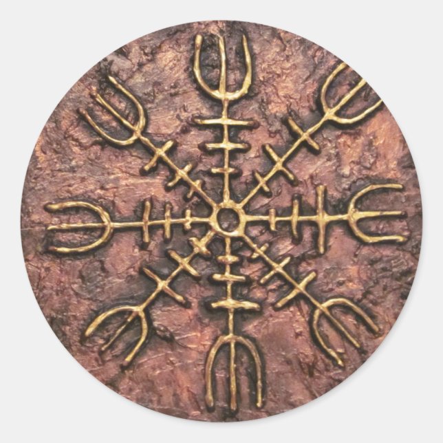 Adesivo Redondo AEgishjálmr - Helma Viking da Proteção Norse Awe (Frente)