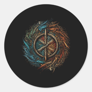 Adesivo Redondo Aegishjalmur North Valhalla Norse Mythology