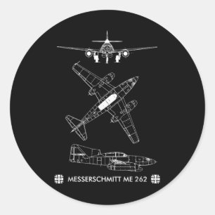 Adesivo Redondo Aeronave Alemã Me 262 da 2ª Guerra Mundial