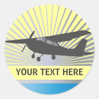 Adesivo Redondo Aeronave de Alta-asa - Texto personalizado