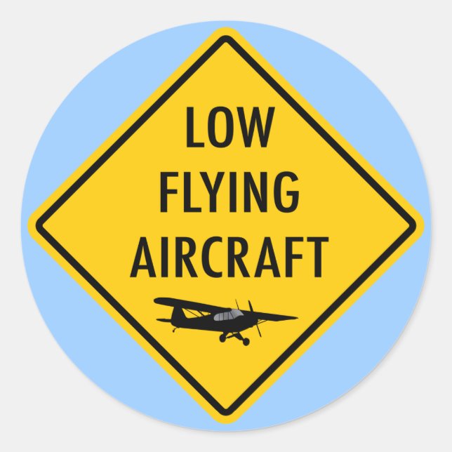Adesivo Redondo Aeronaves de baixo voo - Sinal de tráfego (Frente)