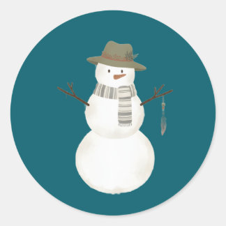 Adesivo Redondo "Aesthetic Boho Snowman Sticker
