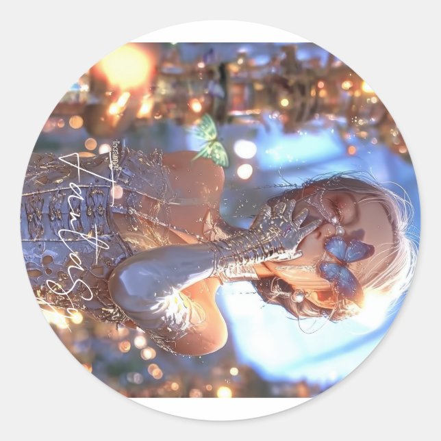 Adesivo Redondo Aesthetic / Dark Fantasy Girl (Frente)