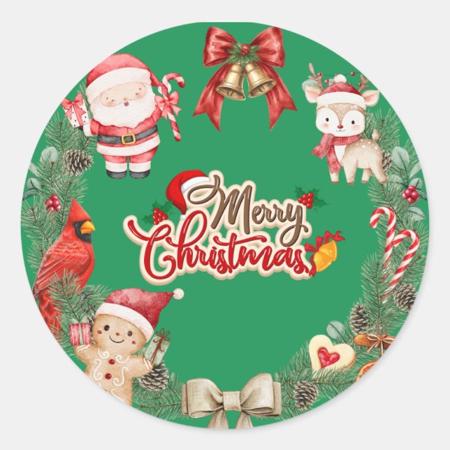 Adesivo Redondo Aesthetic Merry Christmas special stickers (Frente)