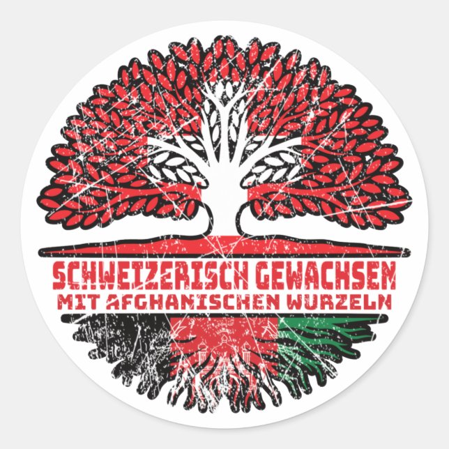 Adesivo Redondo Afeganistão Schweizer Schweiz Baum (Frente)