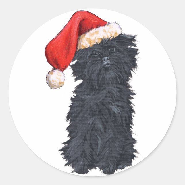 Adesivo Redondo Affenpinscher Natal (Frente)