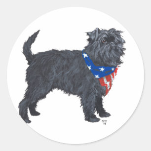 Adesivo Redondo Affenpinscher Patriótico