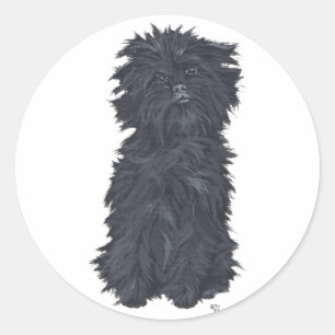 Adesivo Redondo Affenpinscher Sentado